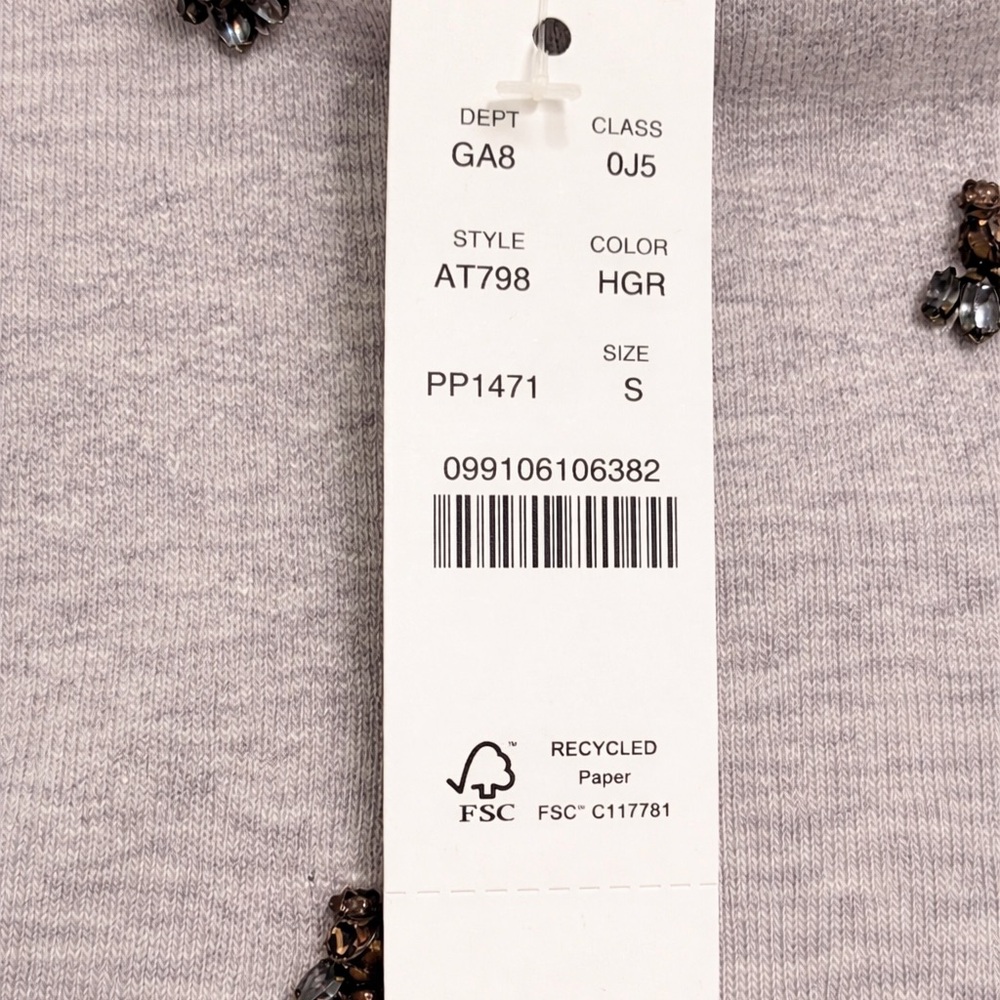 J.Crew Jewel Embellished Sweatshirt Small Heather Gray - Picture 5 of 5